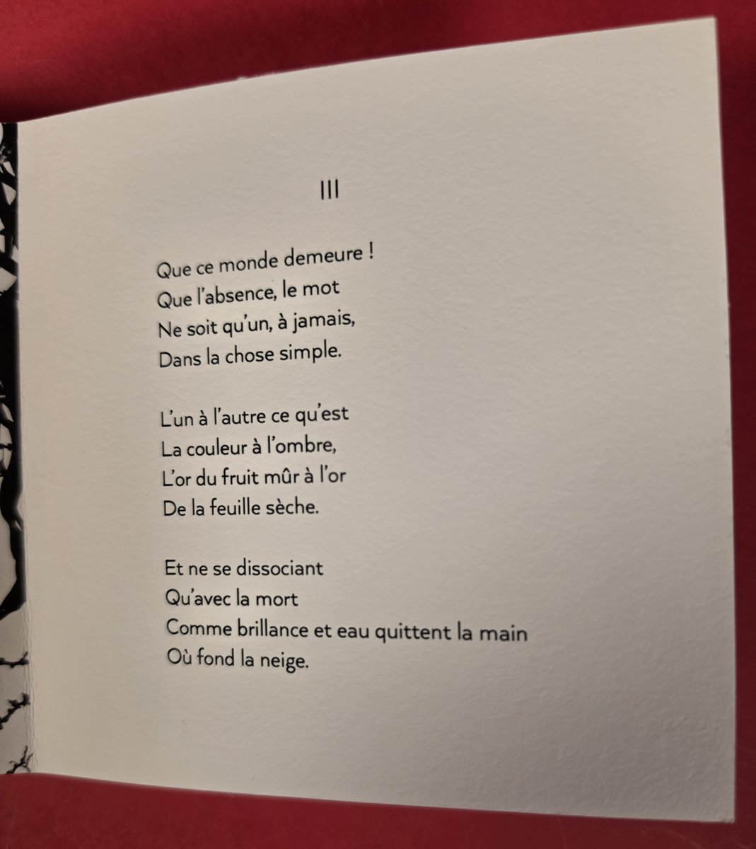 « Que ce monde demeure ! Que l'absence, le mot, ne soit qu'un, à jamais »